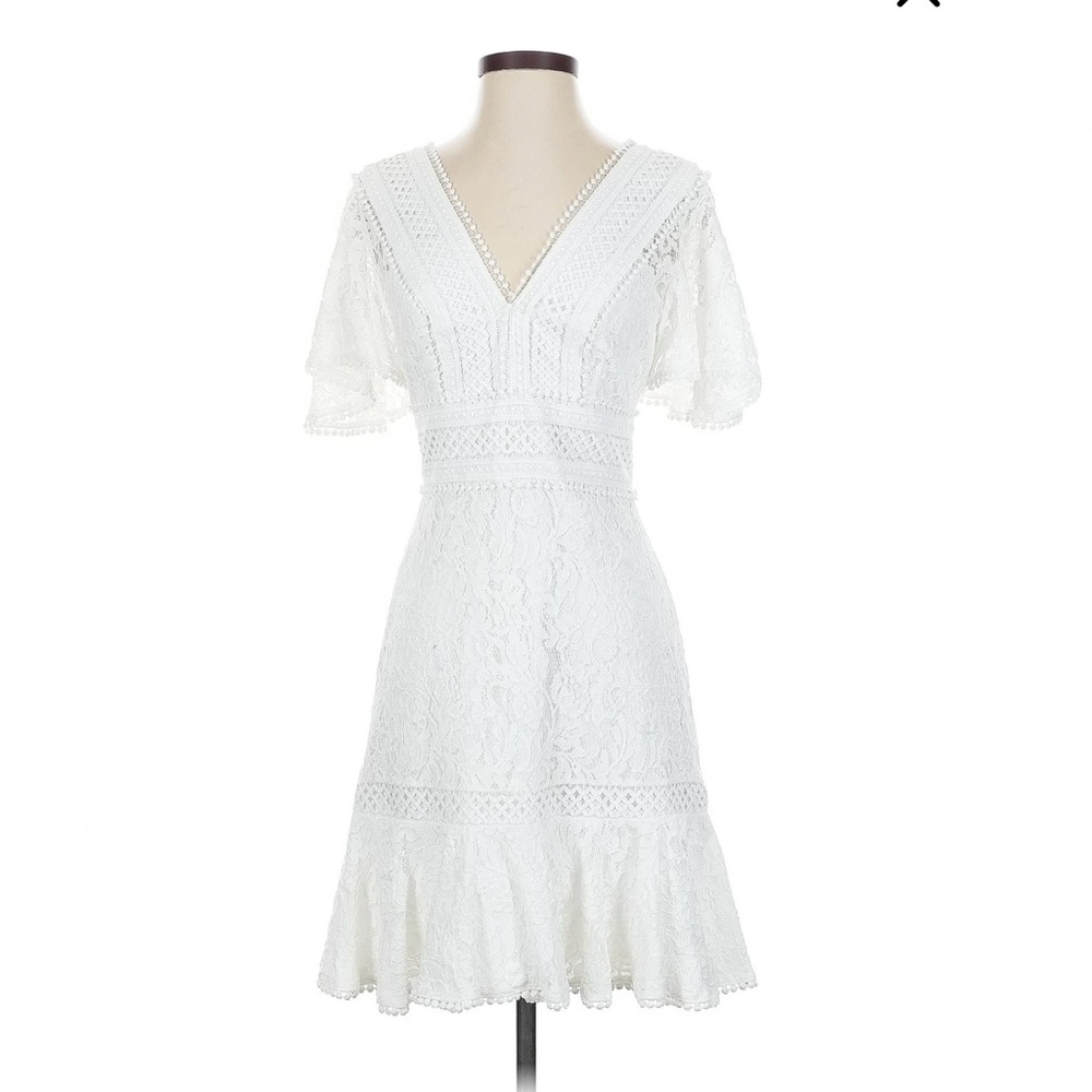 Eliza J White Lace Midi Dress